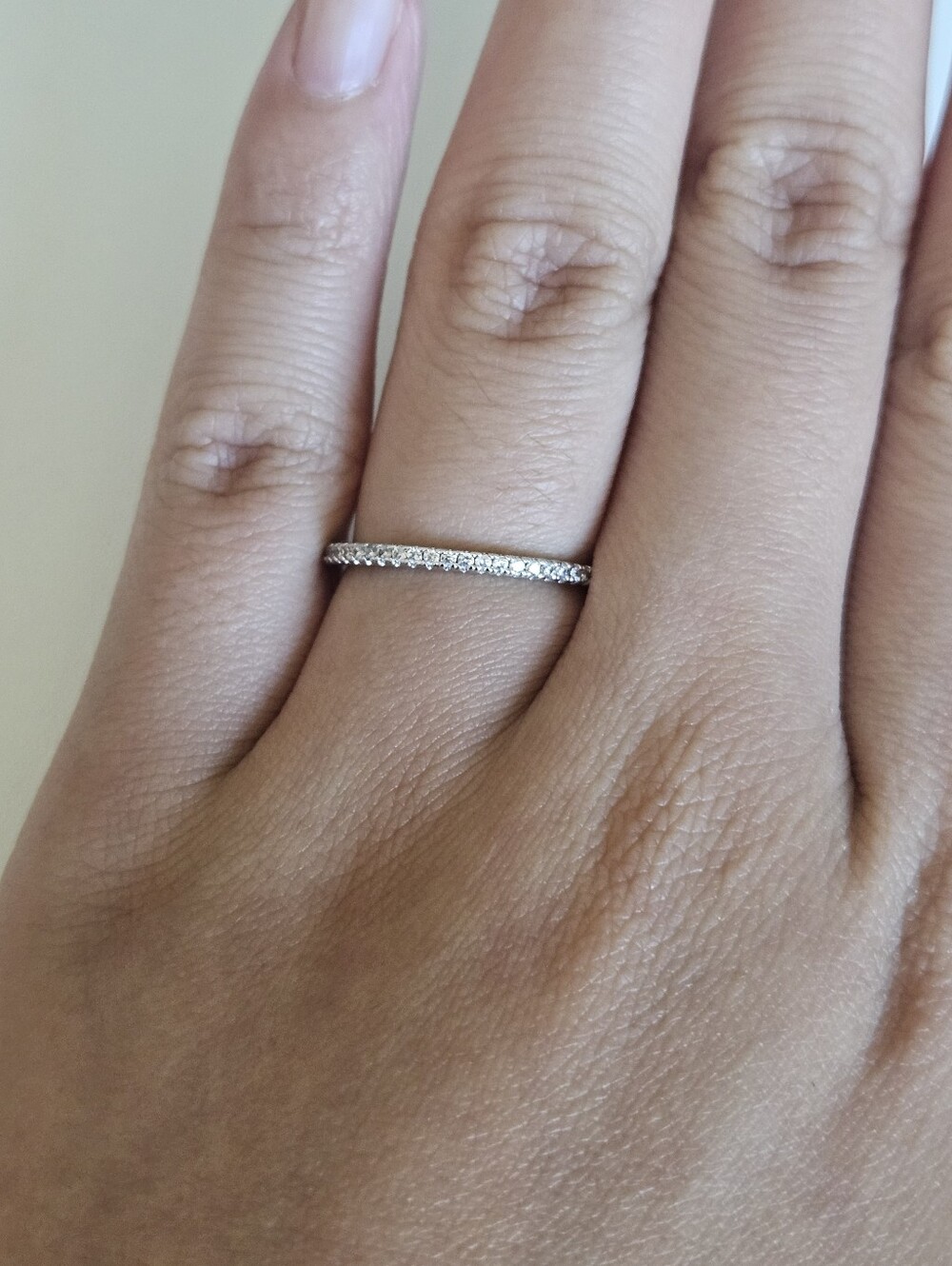 Dainty Cubic Zirconia Eternity Band Ring Size 7 - Picture 2 of 3